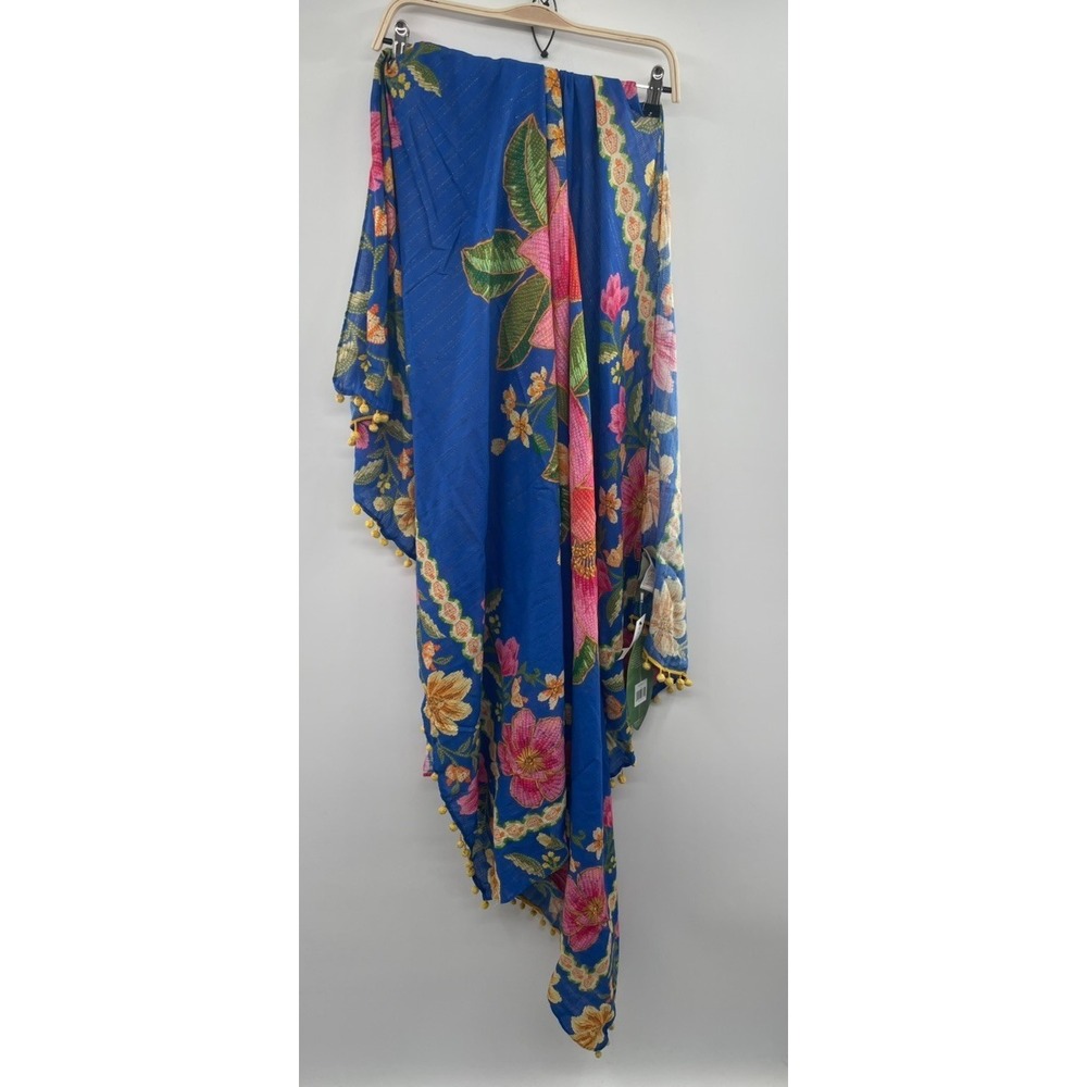 NWT Farm Rio Summer Fruit Sarong Women's Blue Floral Wrap Cover - One Size